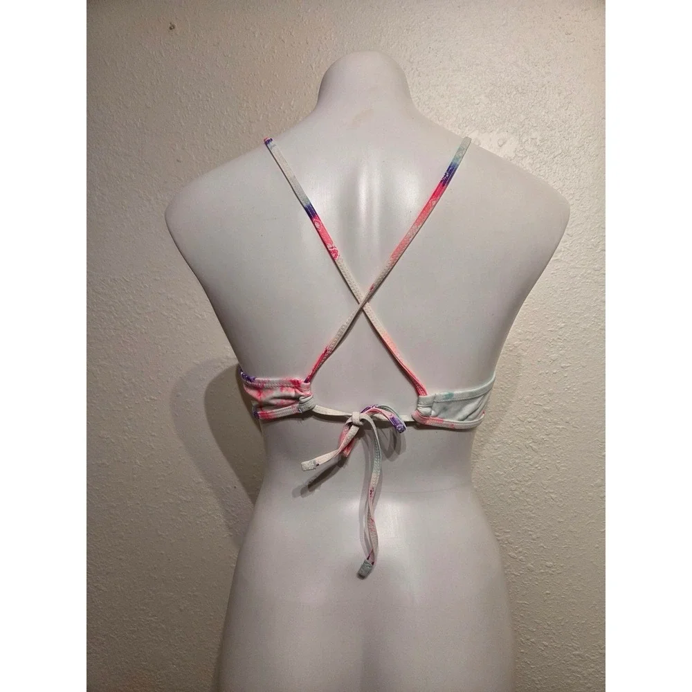 Collections by Catalina Women Tie Dye High Neck Bikini Top Blue Pink Medium 7-9